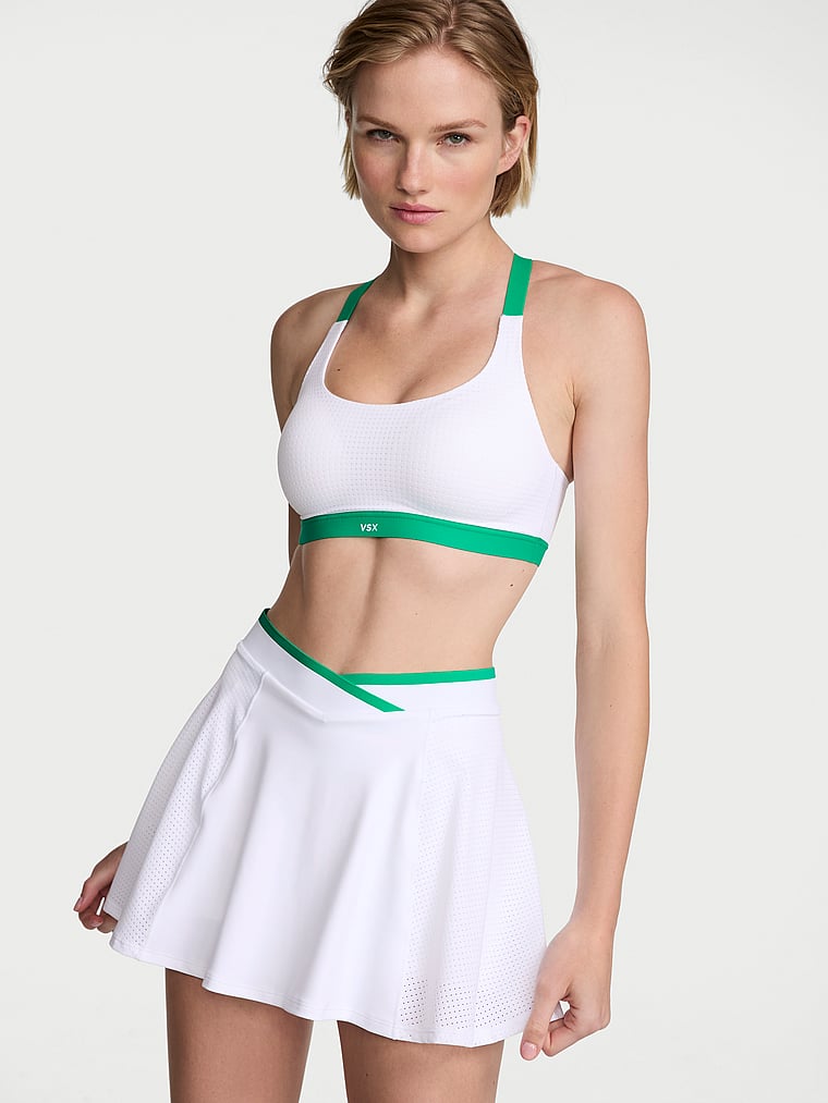 Victoria's Secret, VSX VSX Elevate™ Pleated Skirt, VS White, onModelSide, 3 of 4