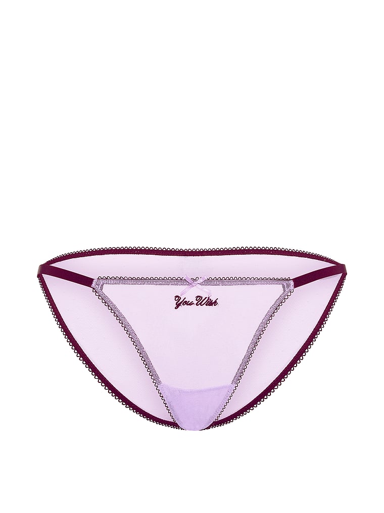 PINK PINK Wink™ String Bikini Panty, Lilac Crush w/Wild Rose Trim, offModelFront, 3 of 3