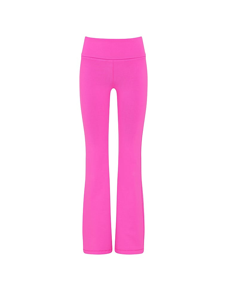 PINK All-Day Cotton™ Foldover Flare Leggings, Pink Berry, offModelFront, 4 of 4