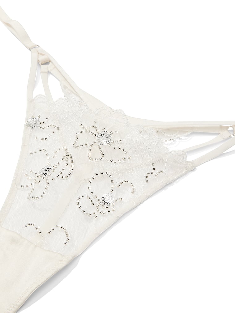 Victoria's Secret, Dream Angels Atelier x Victoria's Secret Bridal V-String Panty, Coconut White, detail, 4 of 4