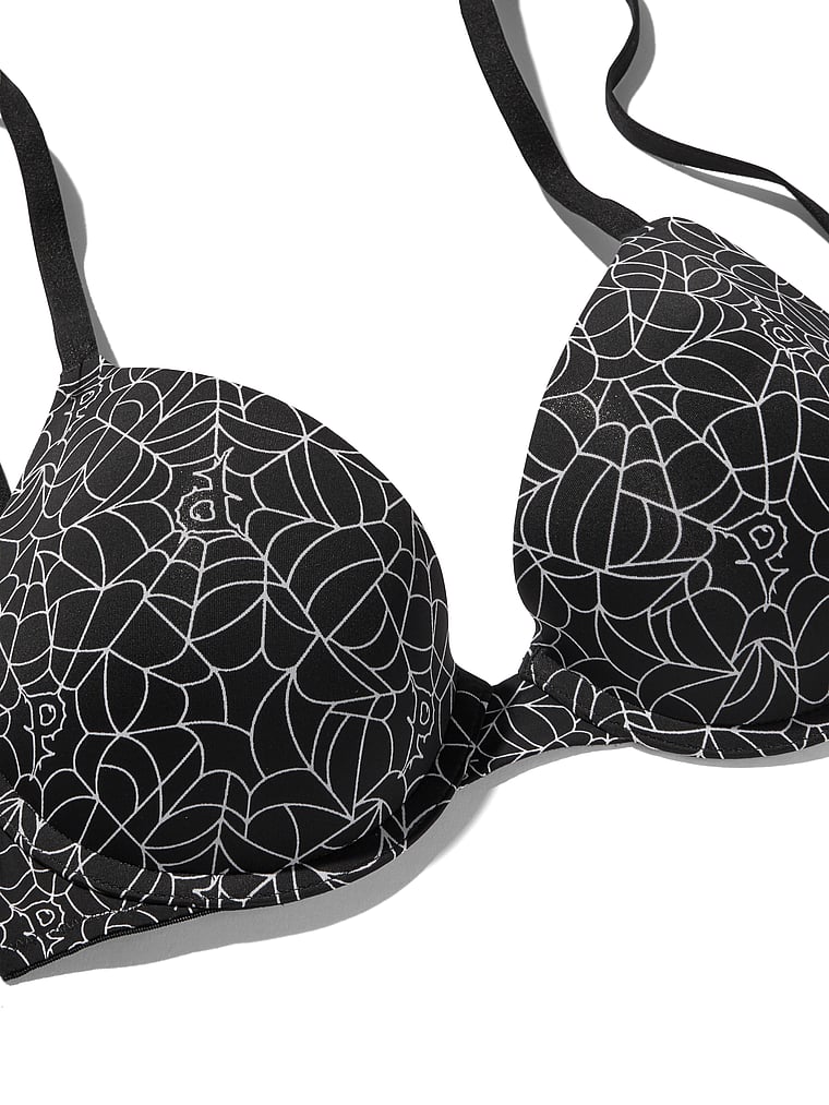 PINK Wear Everywhere™ Push-Up Bra, Black Spiderweb Print, detail, 4 of 4