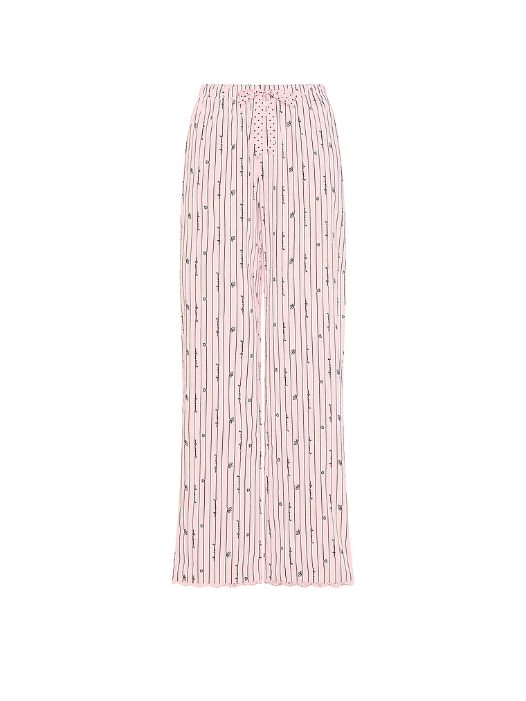 Victoria's Secret, Victoria's Secret Mix & Match Sleep Heritage Cotton Pajama Pants, Angel Pink Heart Stripes, offModelFront, 3 of 4