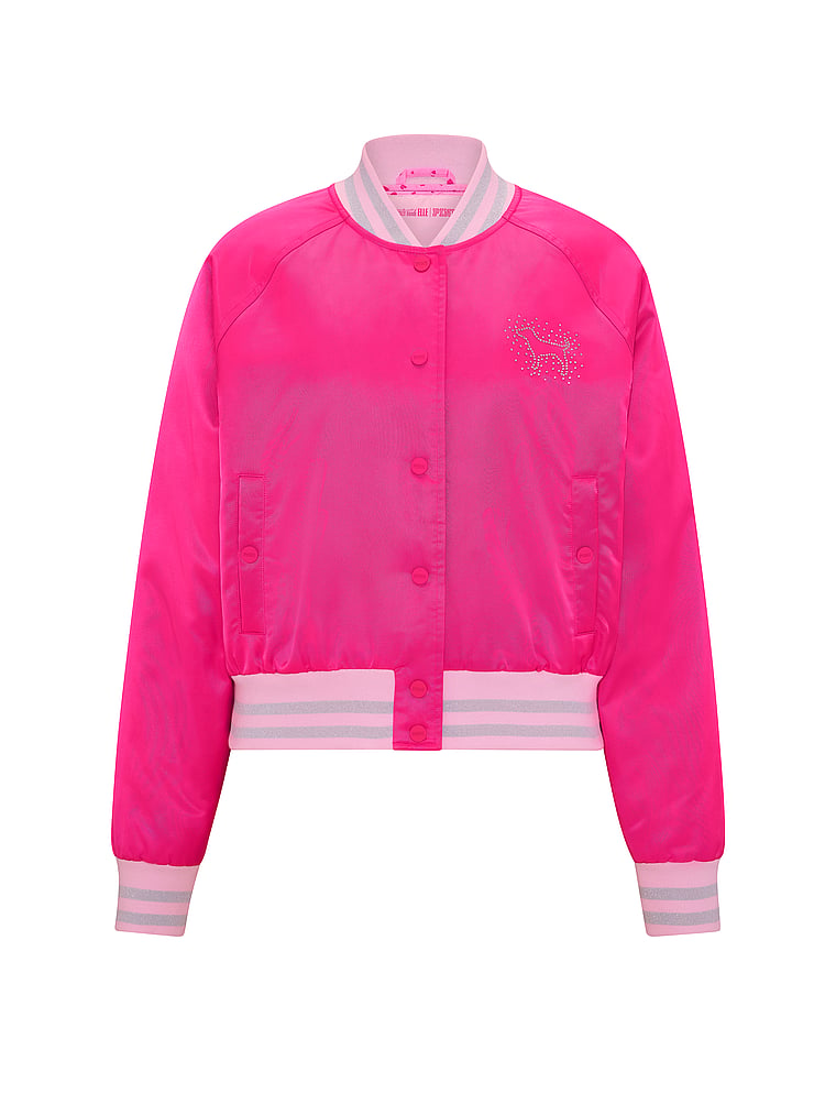PINK | Elle Satin Varsity Jacket