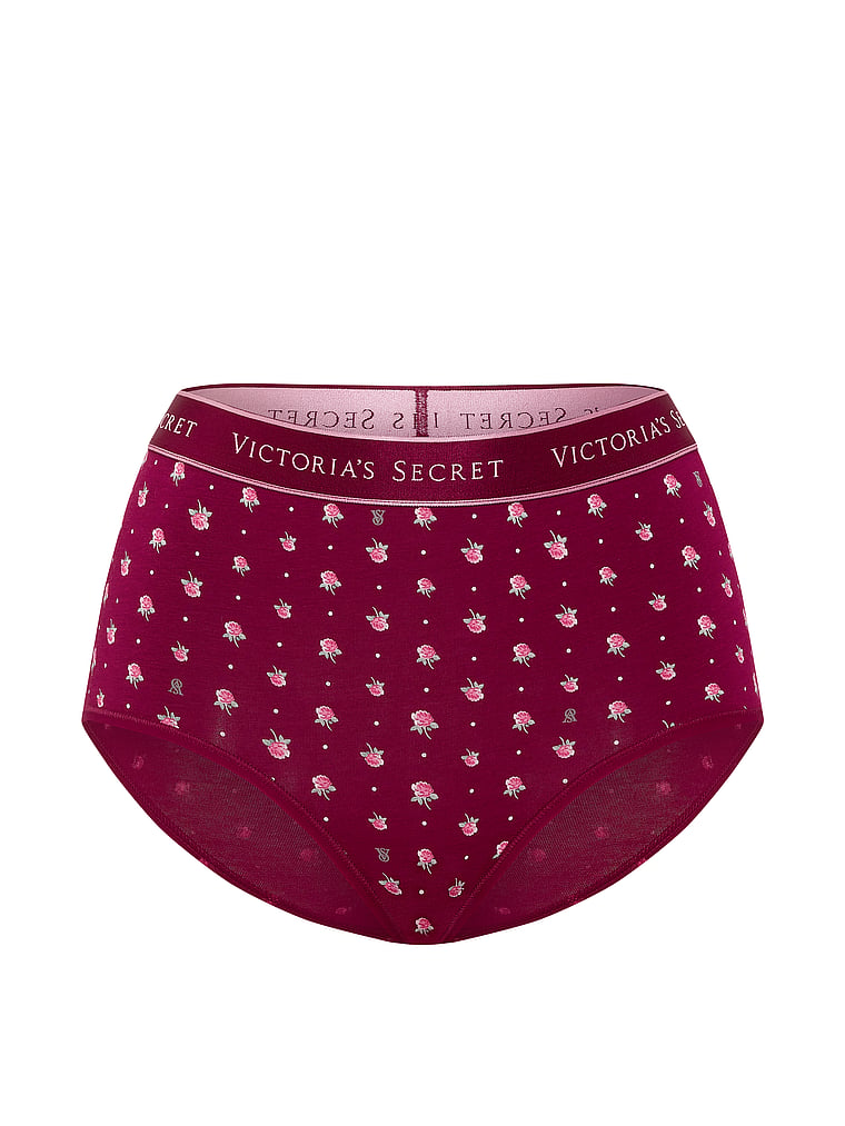 Victoria's Secret, Cotton Logo Cotton Modern Brief Panty, Fresh Jam Floral, offModelFront, 3 of 3