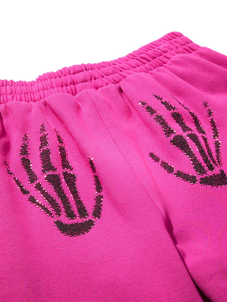 PINK Campus Fleece™ Wide-Leg Split-Hem Sweatpants, Pink Fire, onModelBack, 2 of 4