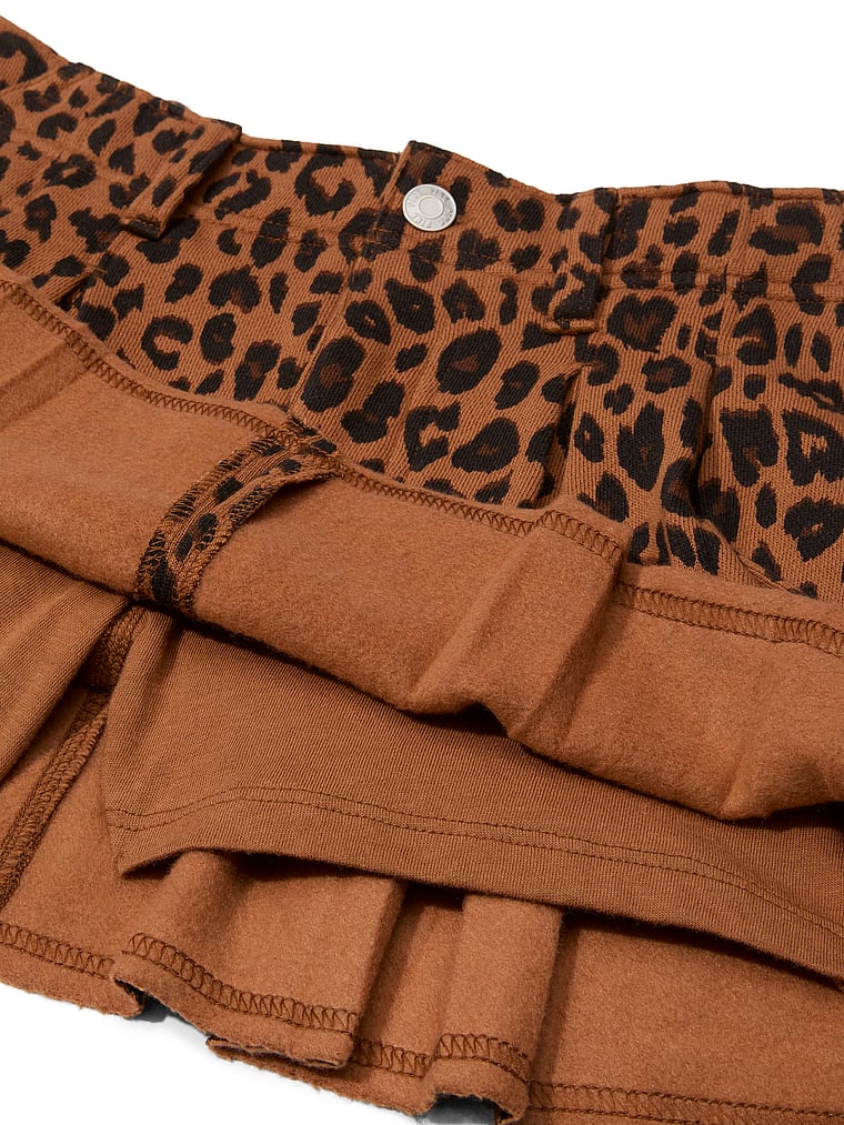 PINK Campus Fleece™ Pleated Skort, Leopard, onModelBack, 2 of 4