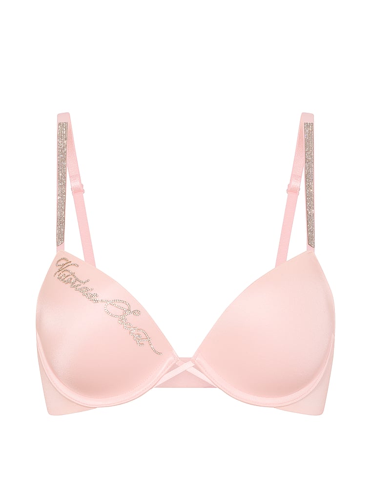 Victoria's Secret, Very Sexy Rose Lace Push-Up Bra, Angel Pink, offModelFront, 4 of 5
