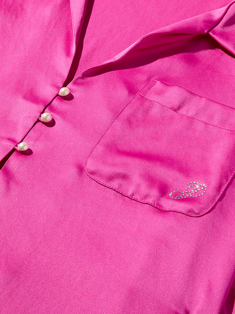 PINK GRWPINK™ Satin Flyaway Long-Sleeve & Pants Pajama Set, Pink Fire, detail, 4 of 4