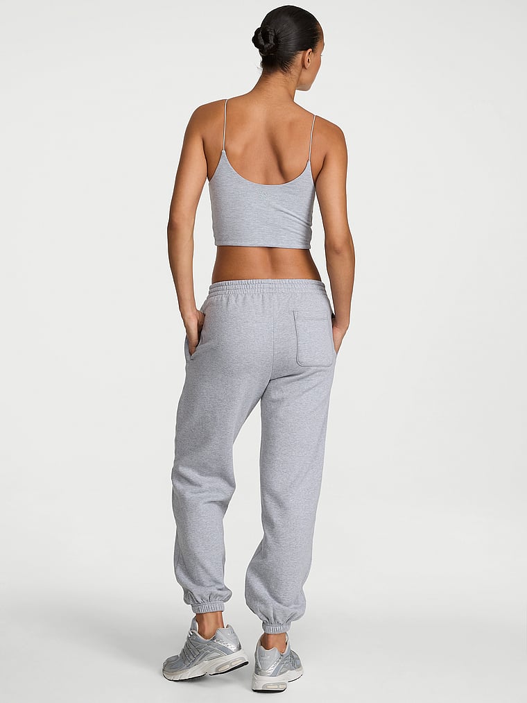 Victoria's Secret, Angel Essentials Iconic Fleece Relaxed Jogger Sweatpant, Medium Heather Grey, onModelBack, 2 of 3 Nikita  is 5'10" or 178cm and wears Small
