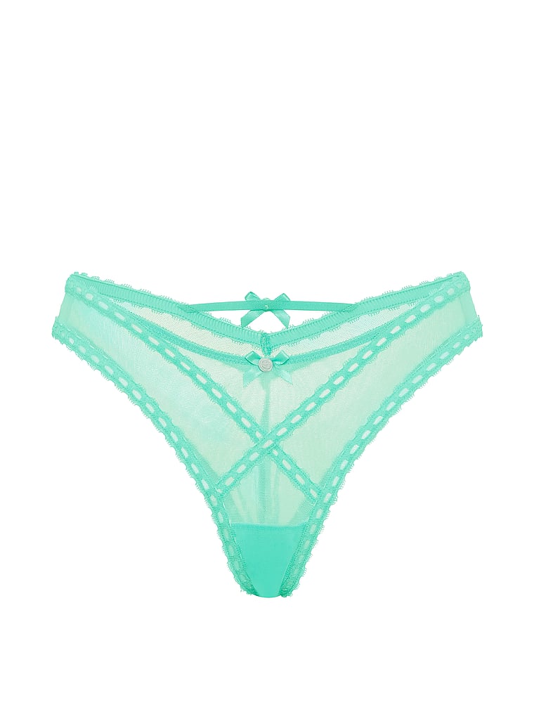 Victoria's Secret, Dream Angels Lace Brazilian Panty, New Scuba Blue/Bliss, offModelFront, 3 of 4