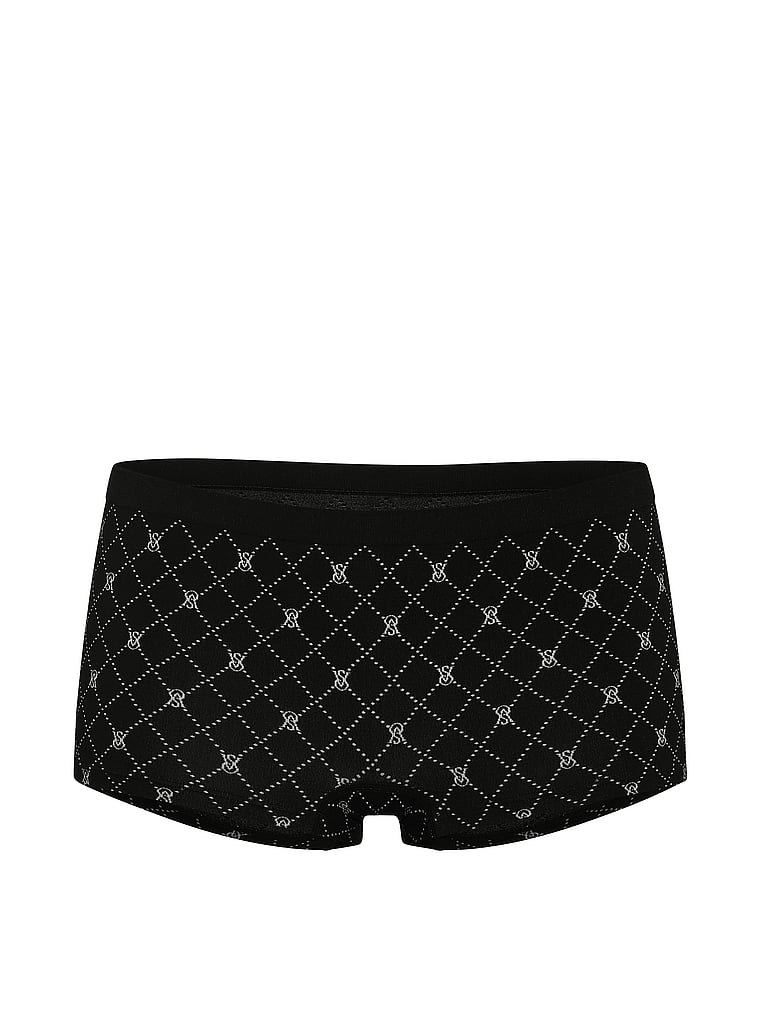 Victoria's Secret, Seamless Seamless Boyshort Panty, Black Diamond Logos, offModelFront, 3 of 3