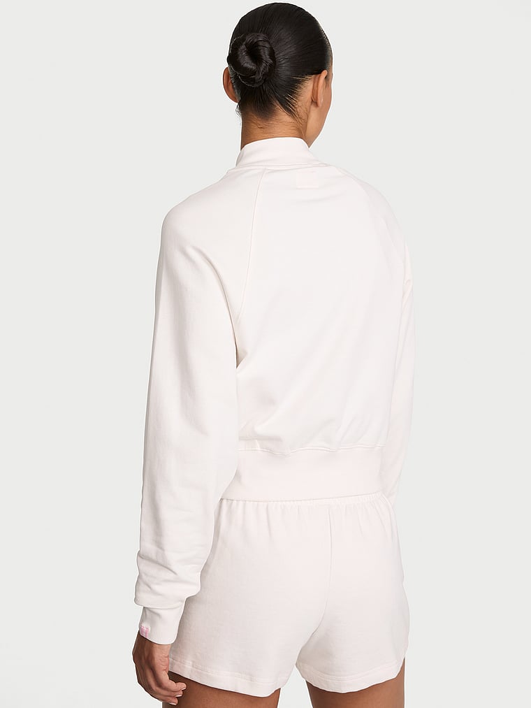 Victoria's Secret, Angel Essentials Off-Duty Terry Bomber Jacket, Coconut White, onModelBack, 2 of 3 Nikita is 5'10" and wears Small
