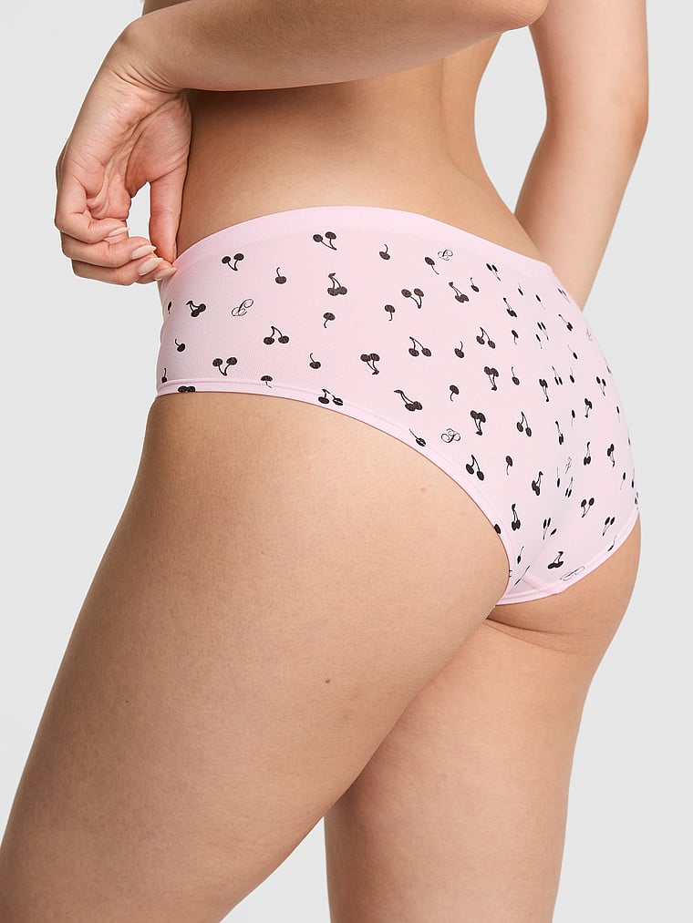 PINK Seamless Hiphugger Panty, Pink Tulip Cherry, onModelBack, 2 of 3 Gloria is 5'9" or 175cm and wears Small