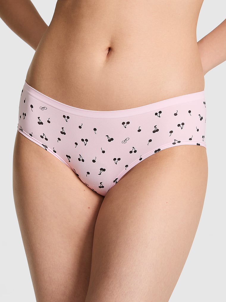 PINK Seamless Hiphugger Panty, Pink Tulip Cherry, onModelFront, 1 of 3 Gloria is 5'9" or 175cm and wears Small