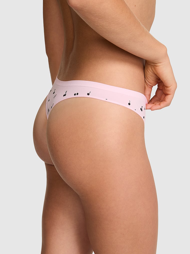 PINK Seamless High-Leg Thong Panty, Print, onModelBack, 2 of 3