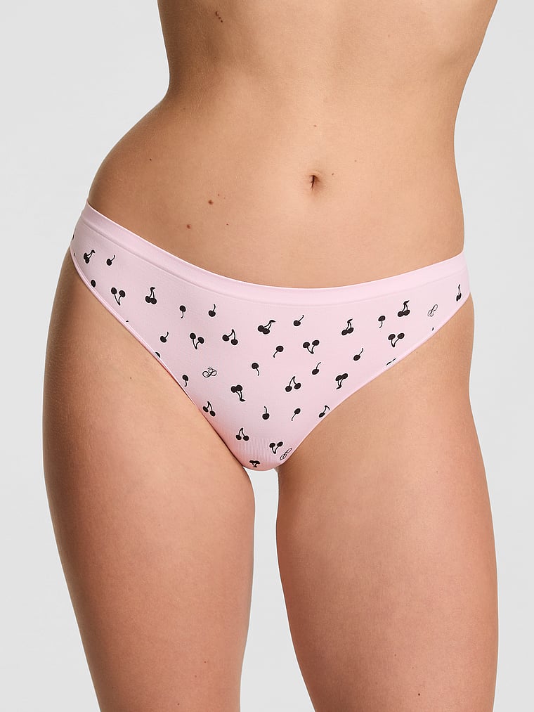 PINK Seamless High-Leg Thong Panty, Print, onModelFront, 1 of 3