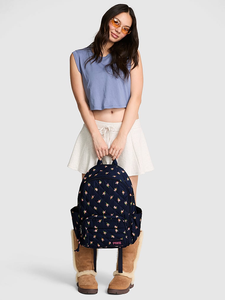 Pink Quilted Puffer Backpack