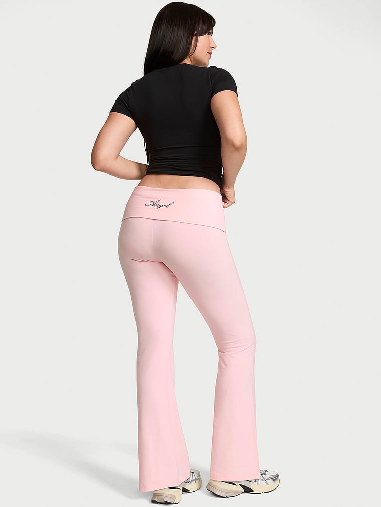 Victoria's Secret, Angel Essentials Cotton Foldover Flare Legging, Angel Pink, detail, 5 of 5