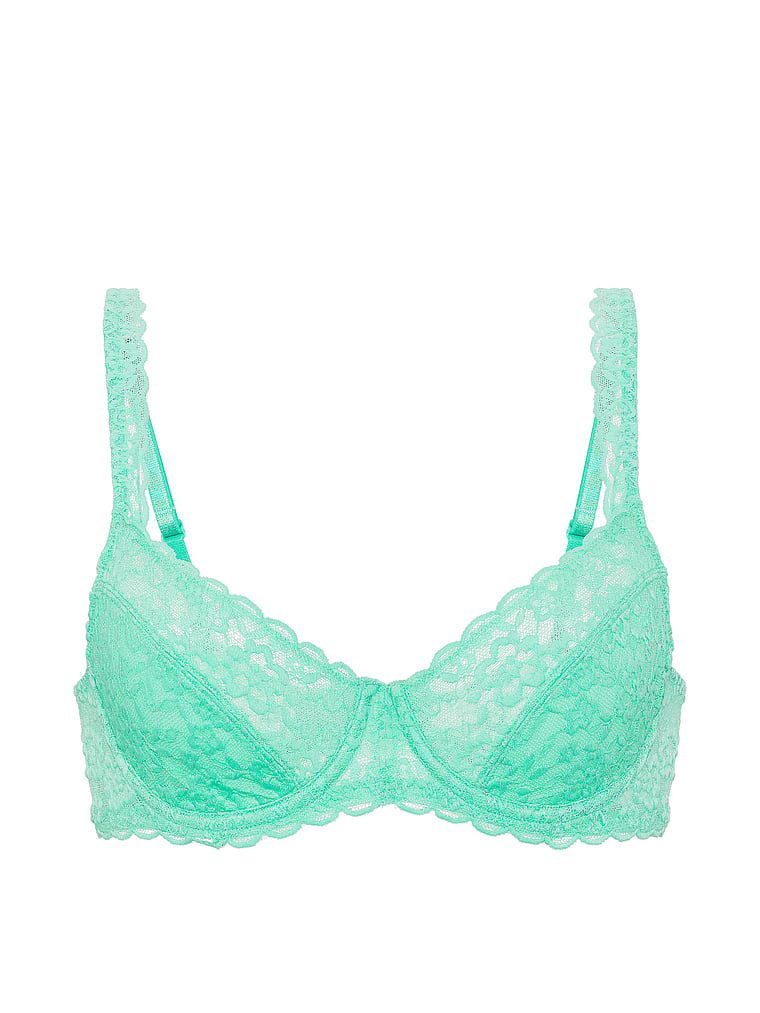 Victoria's Secret, The Lacie Lacie Unlined Balconette Bra, Scuba Blue, offModelFront, 4 of 4
