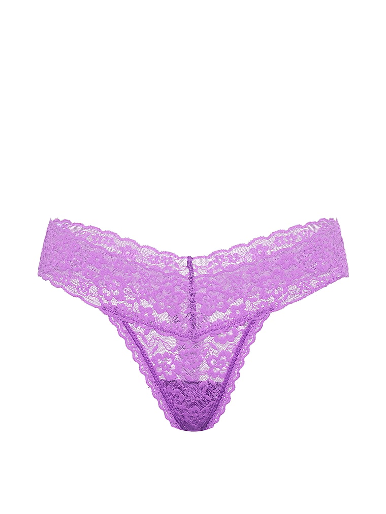 Victoria's Secret, The Lacie Dot Geo Lace Thong Panty, Violet Halo, offModelFront, 3 of 3