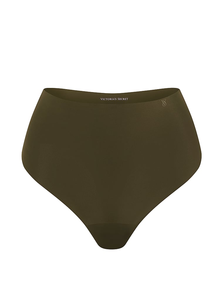 Victoria's Secret, No-Show No-Show High-Waist Thong Panty, Olive, offModelFront, 3 of 3
