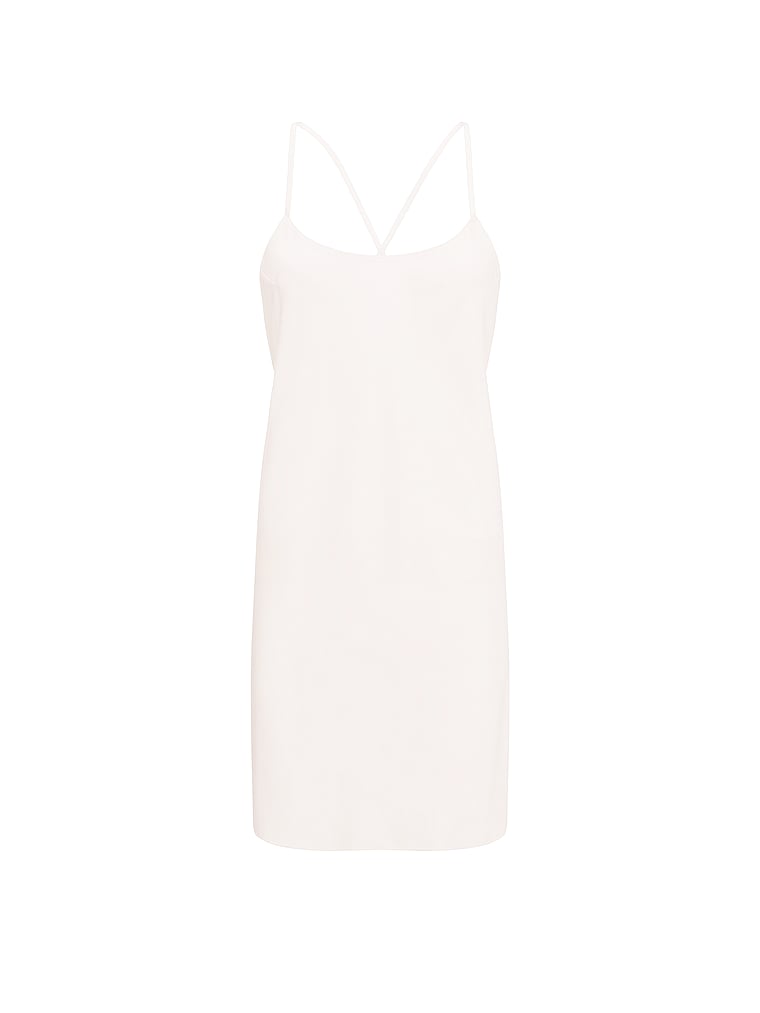 Victoria's Secret, Victoria's Secret Satin Open-Back Slip Dress, Coconut White, offModelFront, 3 of 3
