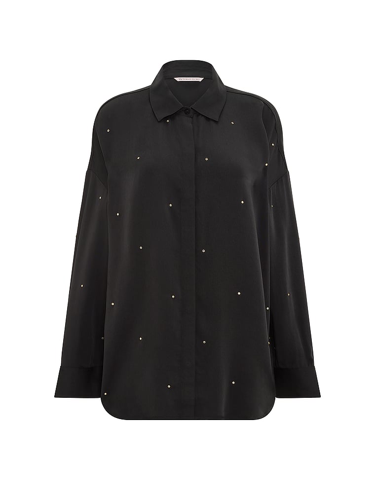 Silky Shine Button-Front Shirt
