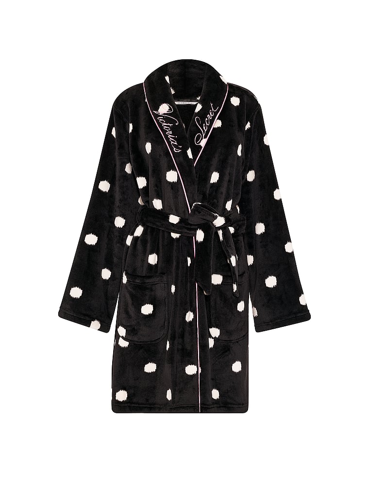 Victoria's Secret, Victoria's Secret Cozy Plush Robe, Polka Dots, offModelFront, 4 of 4