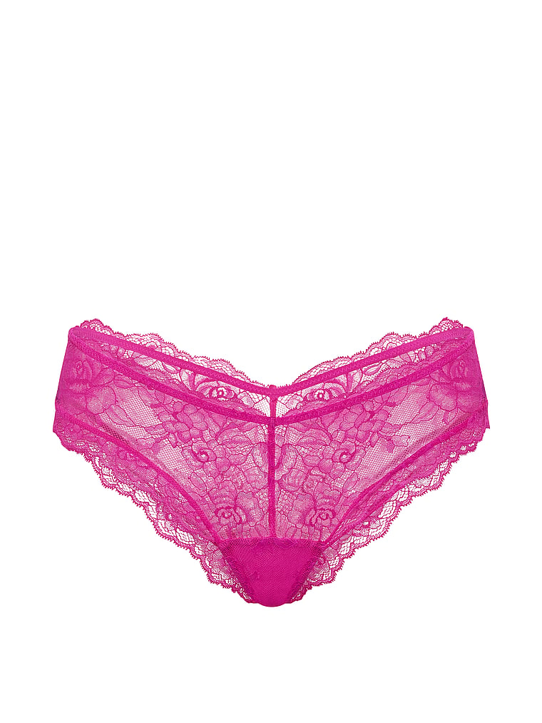 Victoria's Secret, Very Sexy Strappy-Back High-Leg Cheeky Panty, Pink Fire, offModelFront, 3 of 3