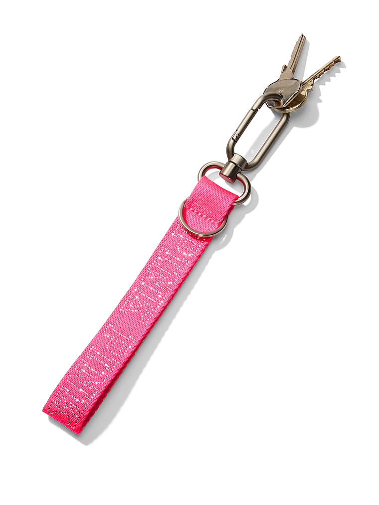 PINK Wristlet Strap Keychain, Pink with Bling Logo, detail, 3 of 3