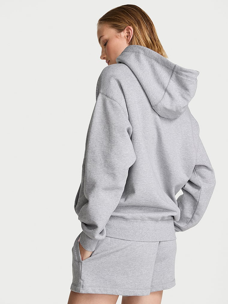 Victoria's Secret, Angel Essentials Iconic Fleece Hoodie, Medium Heather Grey, onModelBack, 2 of 3