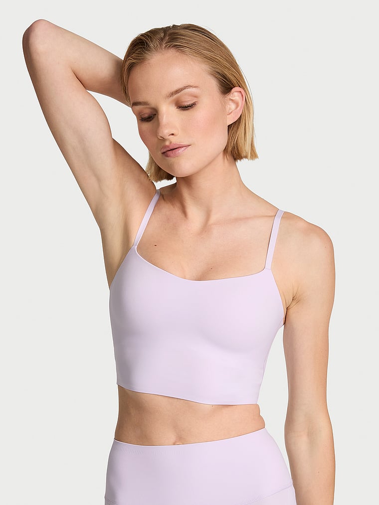 Victoria's Secret, VSX VSX Featherweight™ Light Longline Balconette Sports Bra, Purple Whisper, onModelSide, 3 of 4