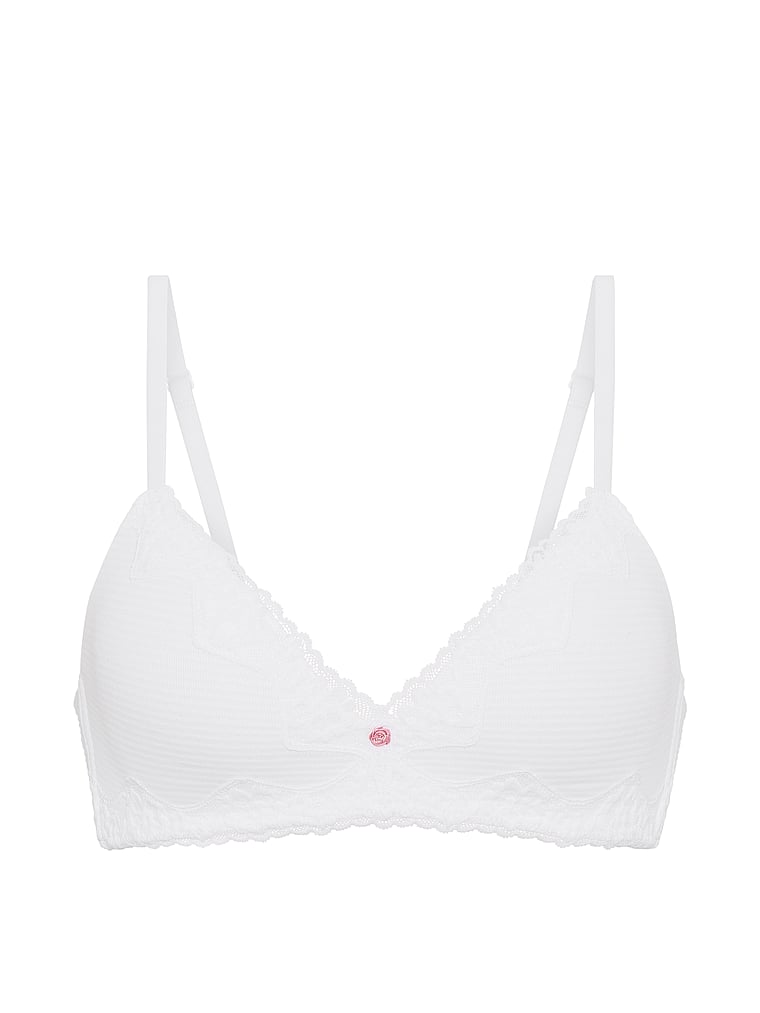 Victoria's Secret, The T-shirt Lightly Lined Wireless Bra, Vs White, offModelFront, 3 of 4