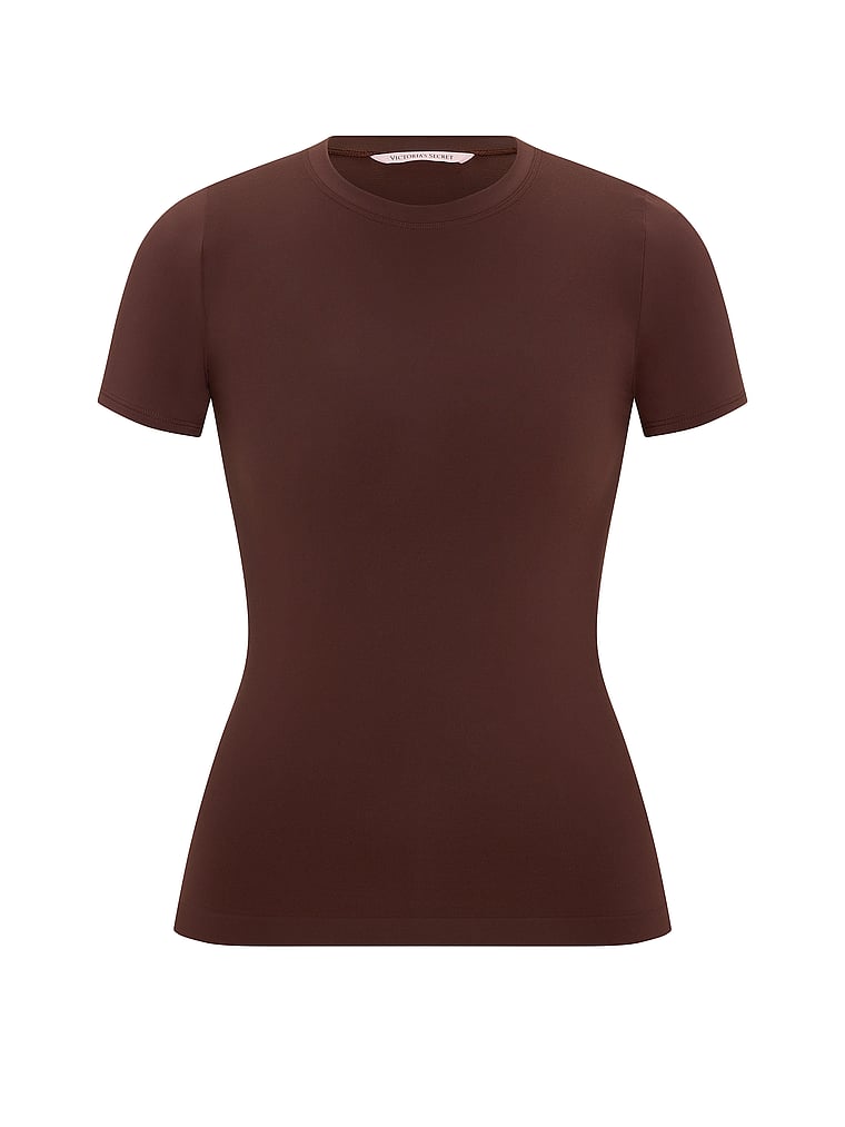 Victoria's Secret, Victoria's Secret Smooth Seamless Tee, Ganache, offModelFront, 3 of 3
