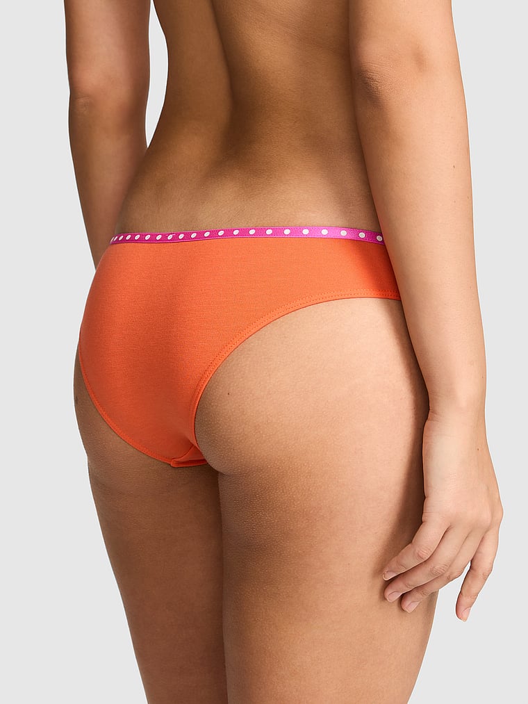 PINK Cotton Ultra Low-Rise Tanga Panty, Half Baked with Univ. of PINK Graphic, onModelBack, 2 of 3
