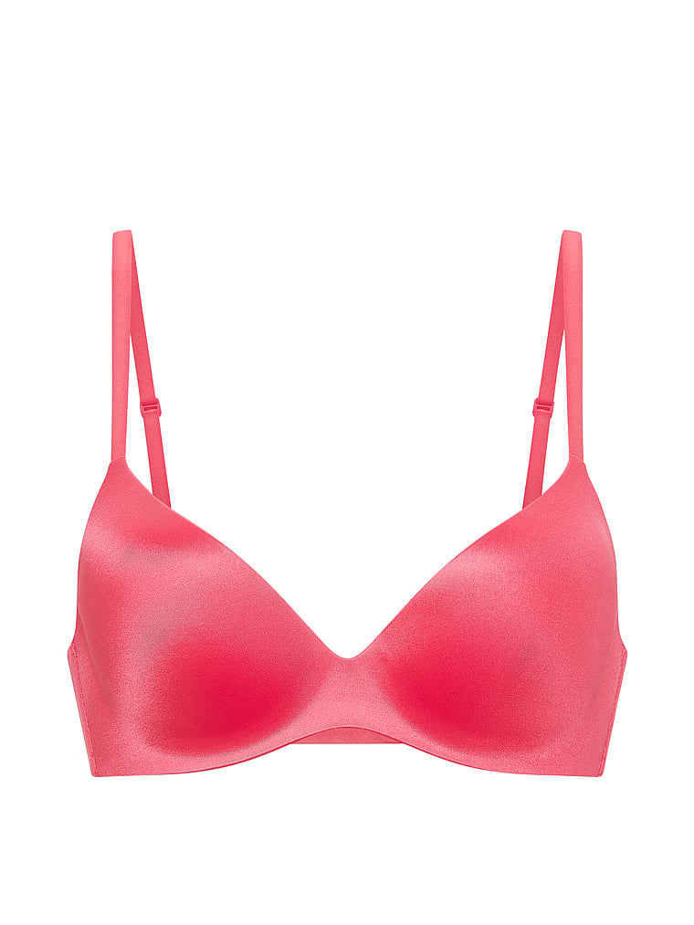 Victoria's Secret, Body by Victoria FlexFactor Lightly Lined Plunge Demi Bra, Wild Watermelon, offModelFront, 4 of 4