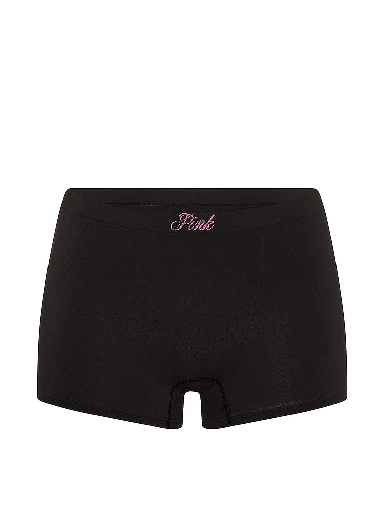 PINK Seamless Boyshort Panty, Black, offModelFront, 3 of 3