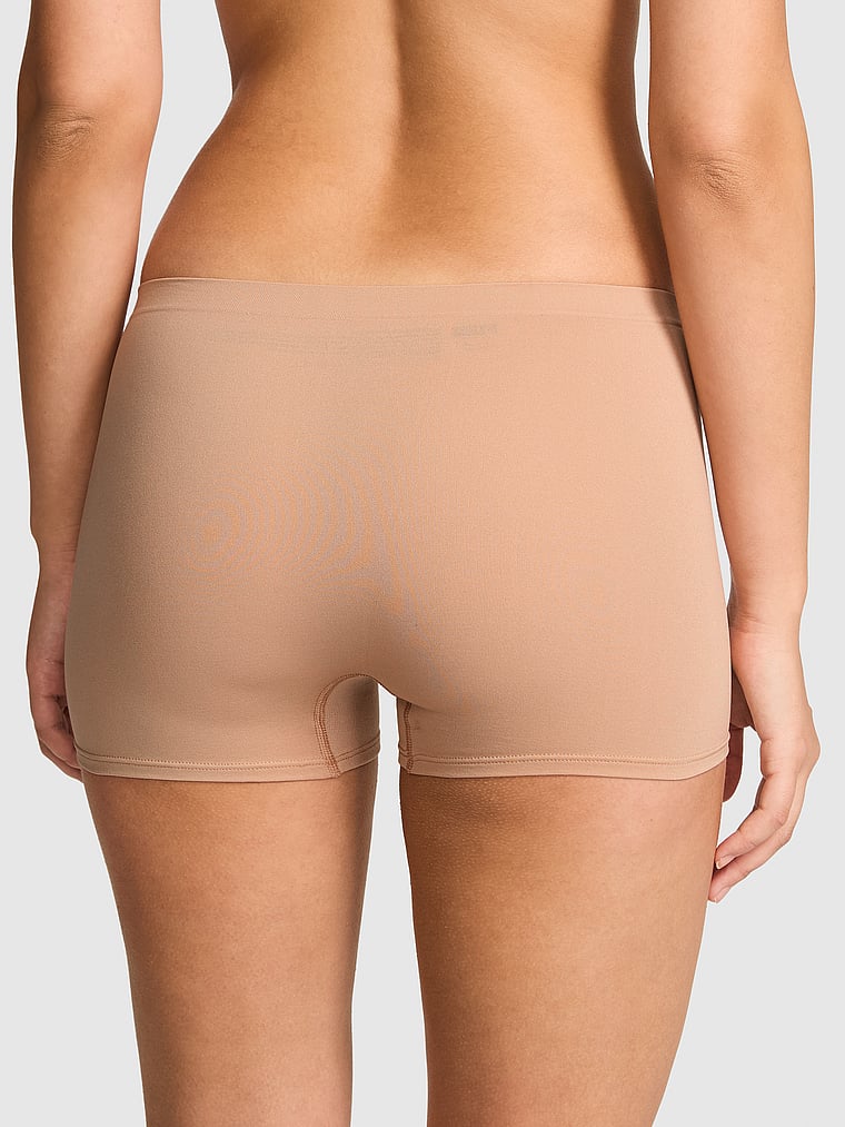 PINK Seamless Boyshort Panty, Praline, onModelBack, 2 of 3