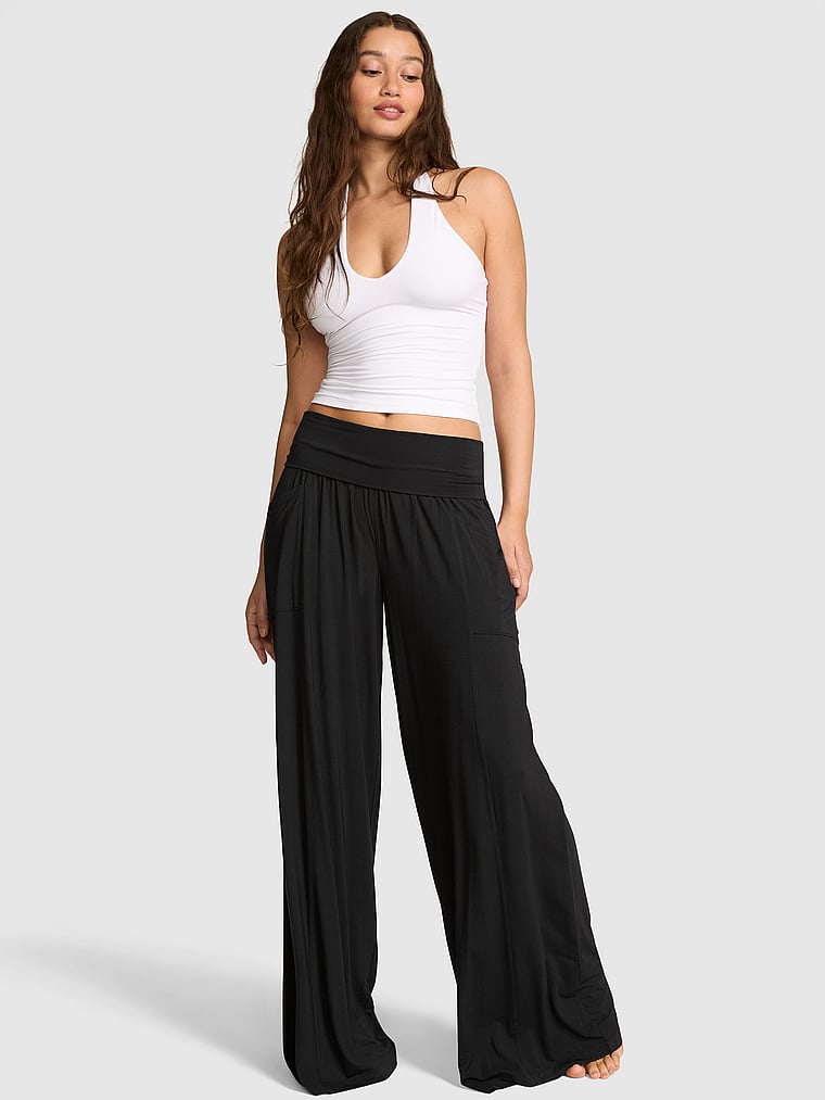 PINK 24/7 Lounge Modal Foldover Pants, onModelFront, 1 of 3
