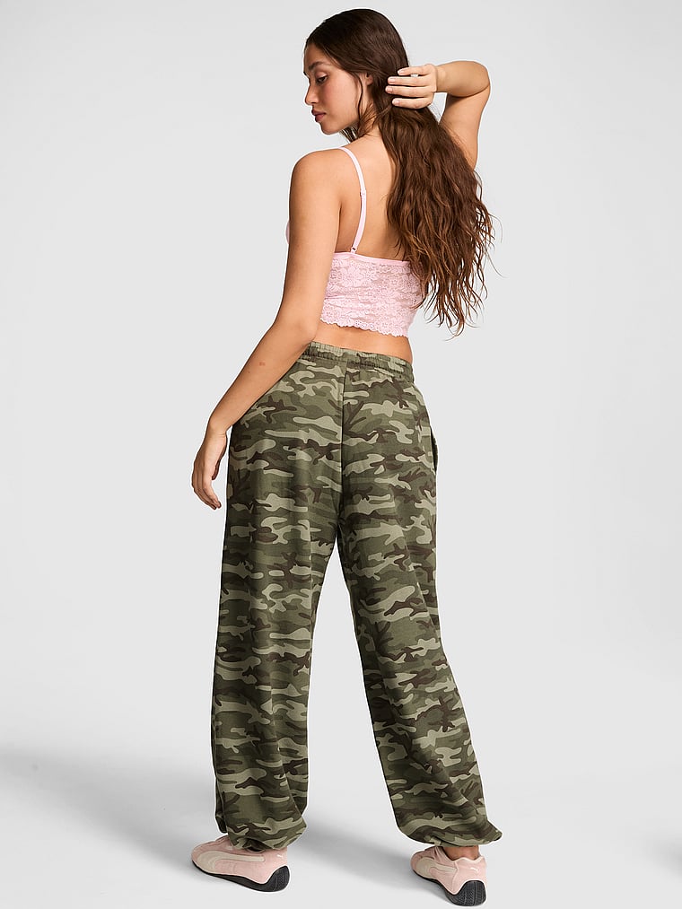 PINK Campus Fleece™ Adjustable-Cinch Sweatpants, Camo, onModelBack, 2 of 5