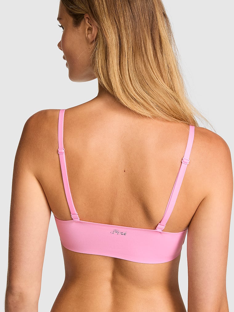 PINK Marshmallow Lightly Lined Wireless Comfy Bra, Pink Lollipop, onModelBack, 2 of 4 Mari is 5'7" or 170cm and wears 34B or Small