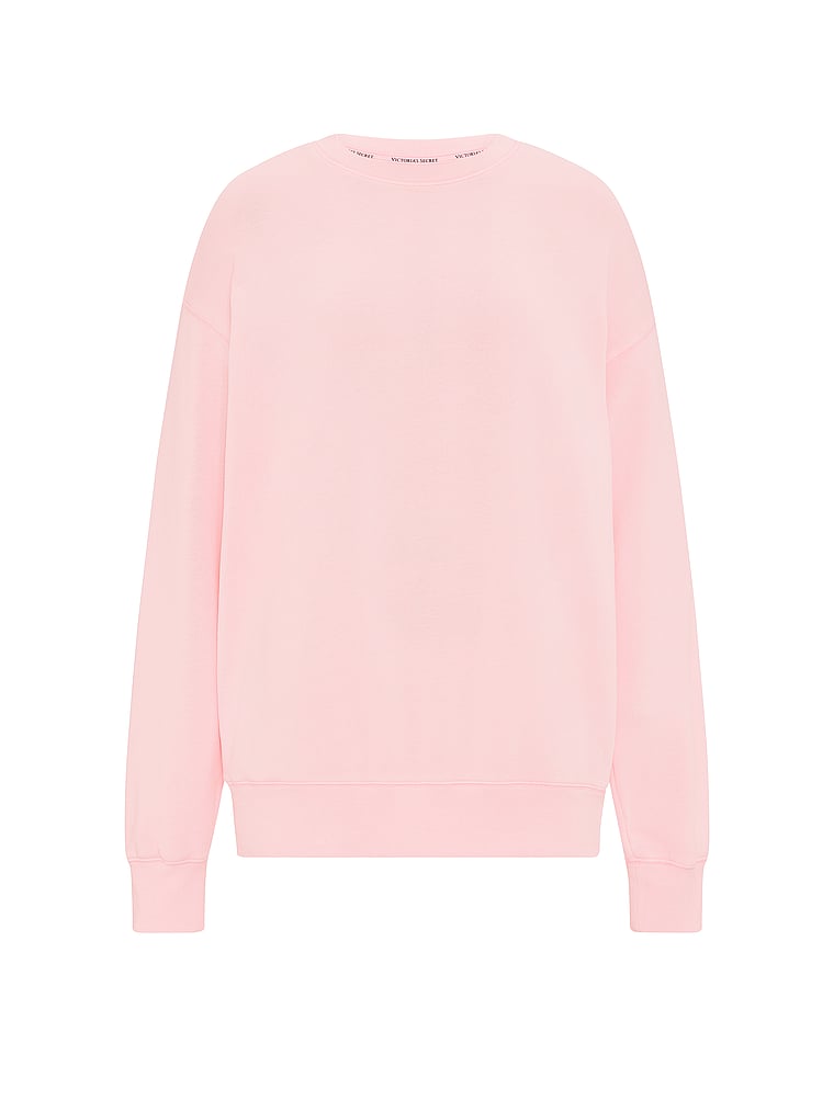 Victoria's Secret, Angel Essentials Iconic Fleece Crewneck Sweatshirt, Angel Pink, offModelFront, 3 of 3
