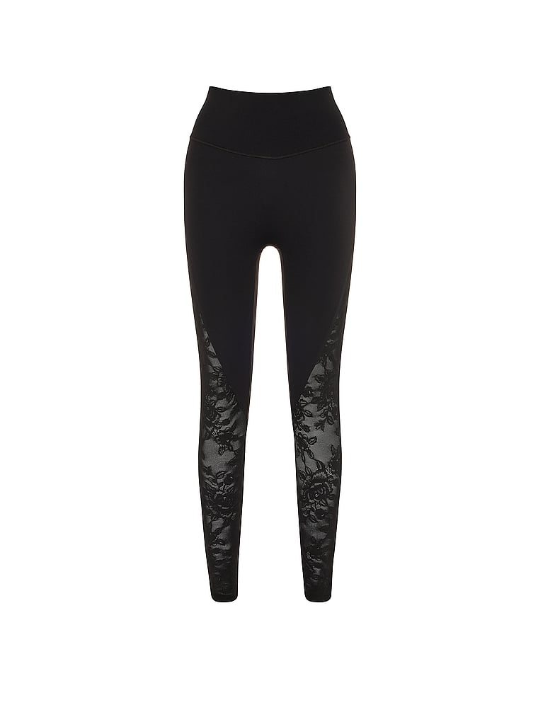 Victoria's Secret, VSX VSX Elevate™ Lace Legging, Black, offModelFront, 4 of 5
