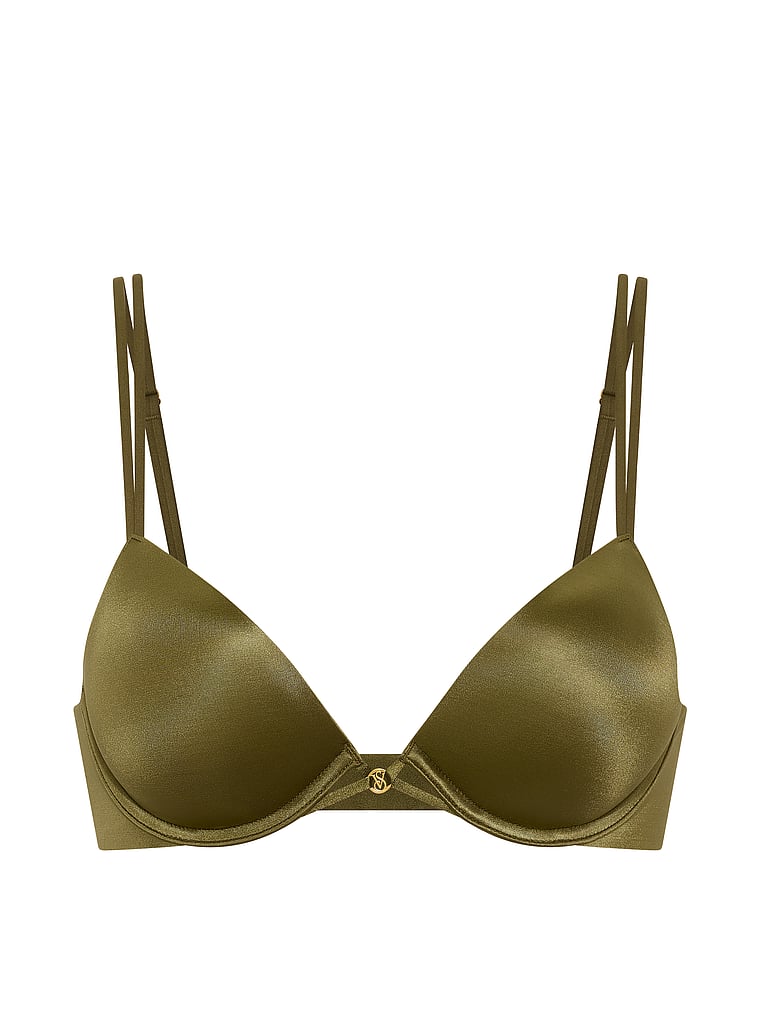 Victoria's Secret, Very Sexy Party Floral Sequin Embroidery Push-Up Bra, Green Chameleon, offModelFront, 4 of 5