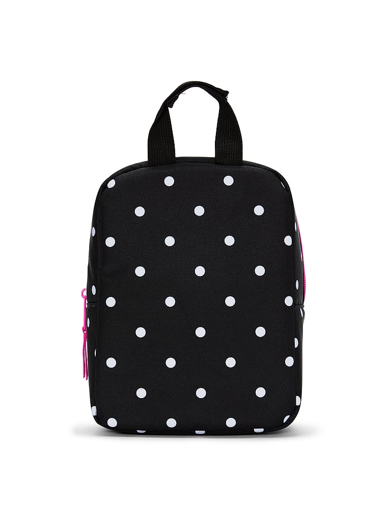 PINK x JanSport Big Break Lunch Bag, Black Dot, onModelBack, 2 of 4