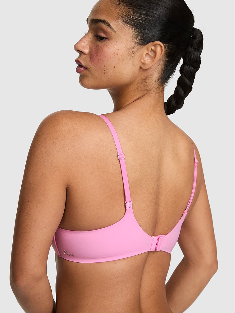 PINK Marshmallow Push-Up Wireless Comfy Bra, Pink Lollipop, onModelBack, 2 of 5