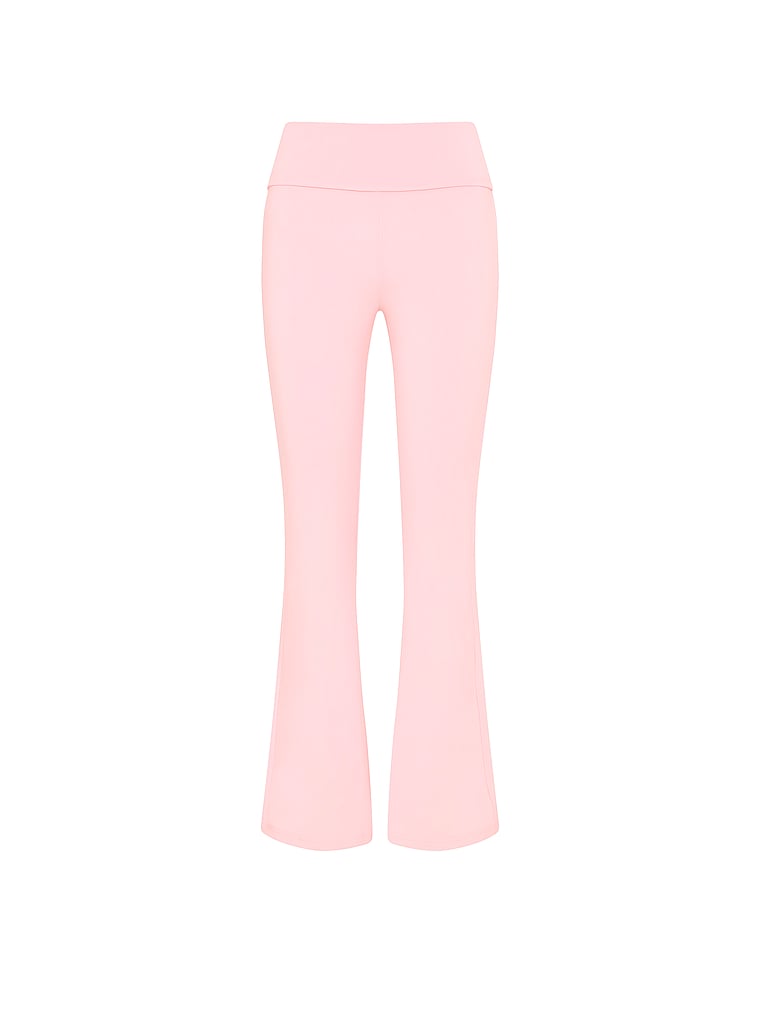 Victoria's Secret, Angel Essentials Cotton Foldover Flare Legging, Angel Pink, offModelFront, 4 of 5