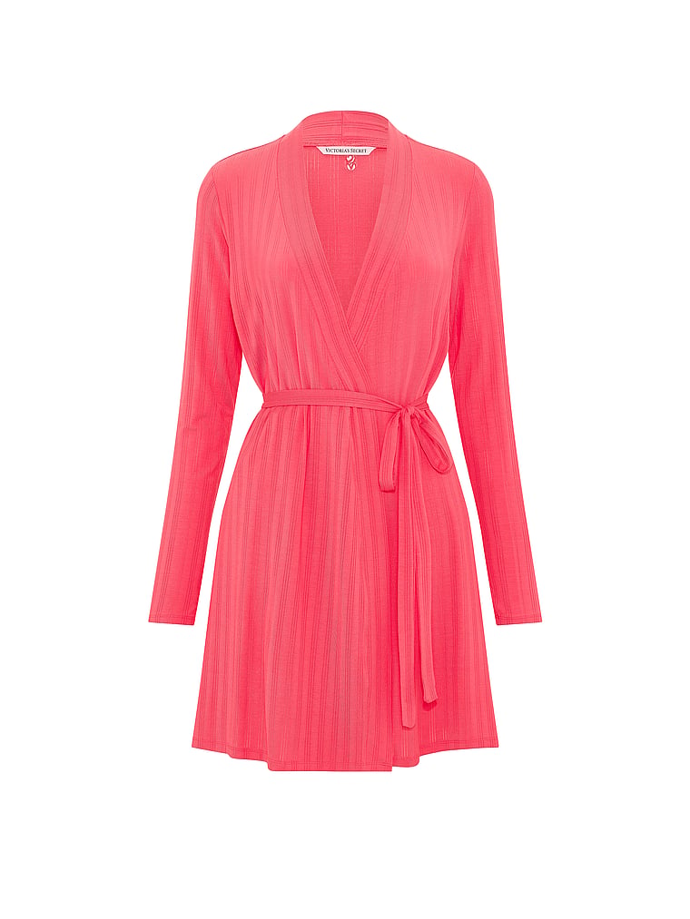 Victoria's Secret, Victoria's Secret SoSoft™ Modal Ultra-Fine Short Robe, Wild Watermelon, offModelFront, 3 of 3