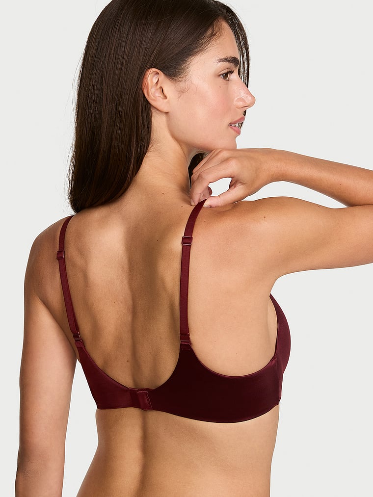 Victoria's Secret, Body by Victoria FlexFactor Lightly Lined Plunge Demi Bra, Cherrywood, onModelBack, 3 of 4 Maia is 5'9" and wears 34B or Small