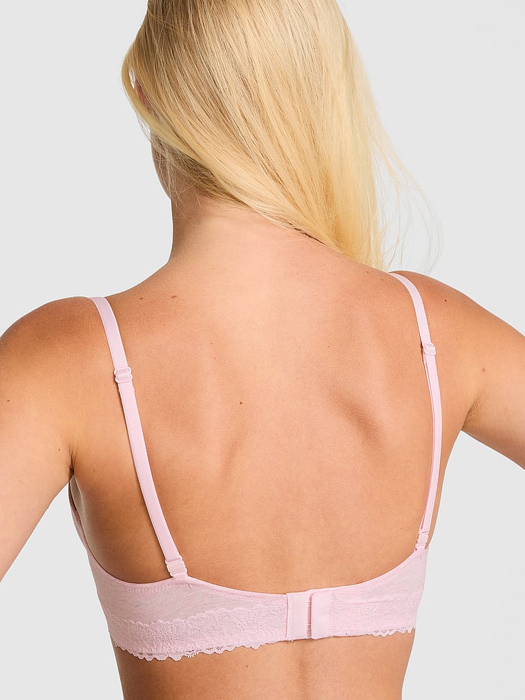 PINK Wear Everywhere™ Push-Up Bra, Heather Petal Pink, onModelBack, 2 of 3